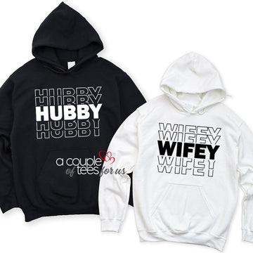 Stacked Hubby Wifey Hoodie Set